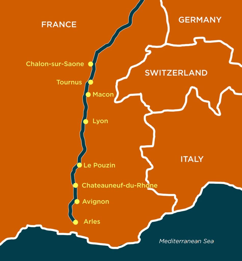 Burgundy Provence Rhone River Cruise Map