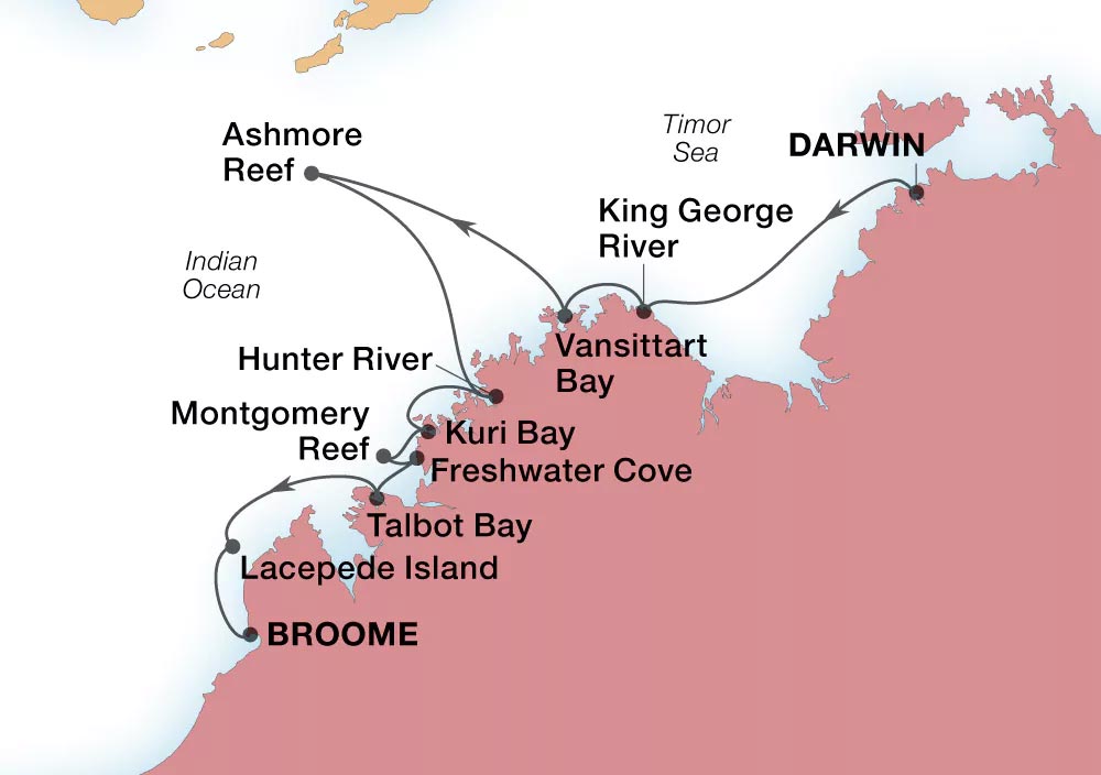 Western Australia Cruise Map